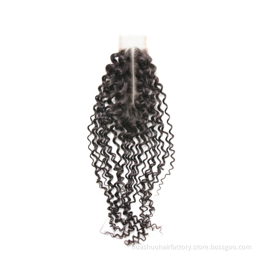 Wholesale 100% Raw Unprocessed Virgin Human Hair Middle Part Kinky Curly 2X6 Lace Closure For Black Women